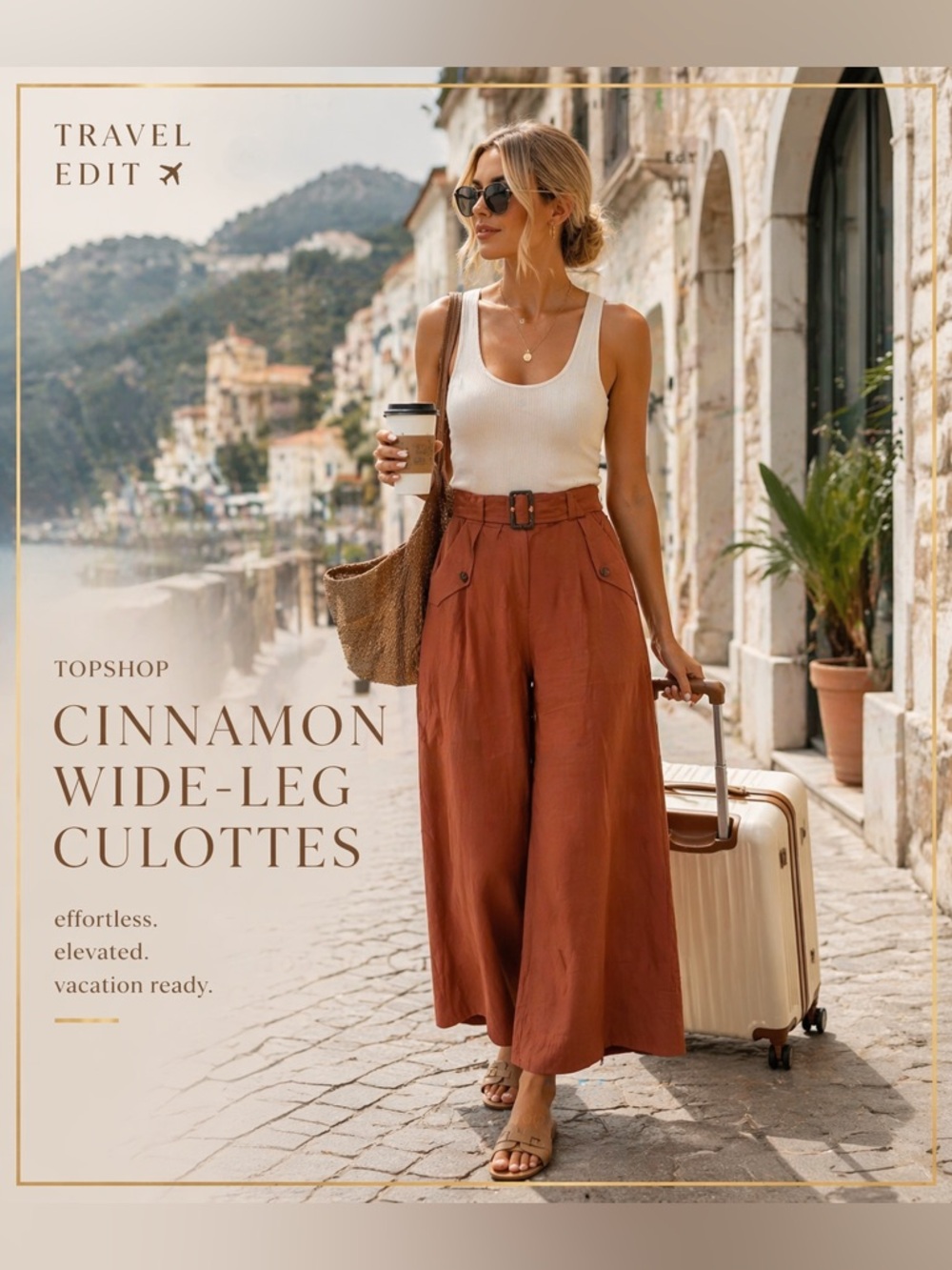 Topshop Cinnamon Wide-Leg Culottes | High Waist Belted Trouser Chic